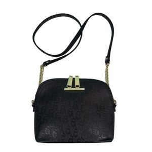Steve Madden Crossbody monogramed bag with gold hardware, 7x9x3.5, black